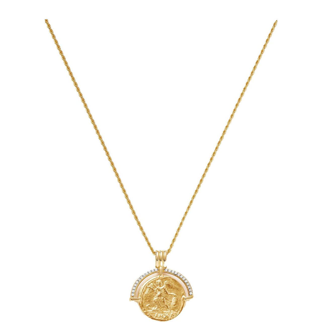 Lucy Williams Engravable Fortuna Arc Coin Pendant Necklace