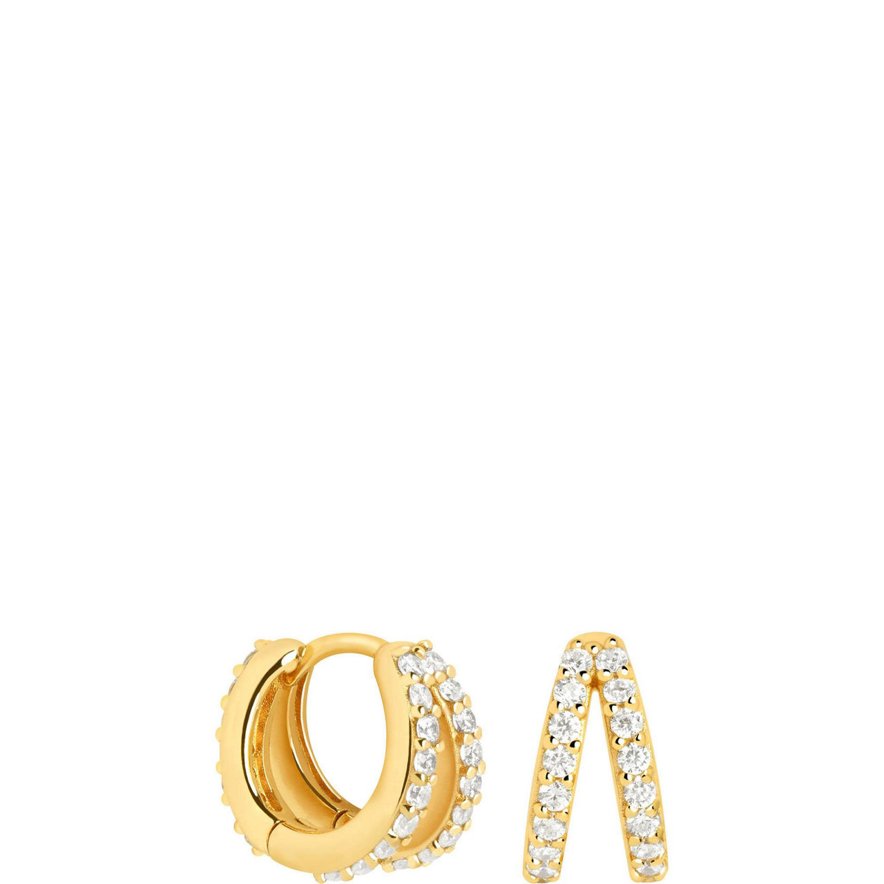 Illusion Crystal 18k Gold-Plated Huggies