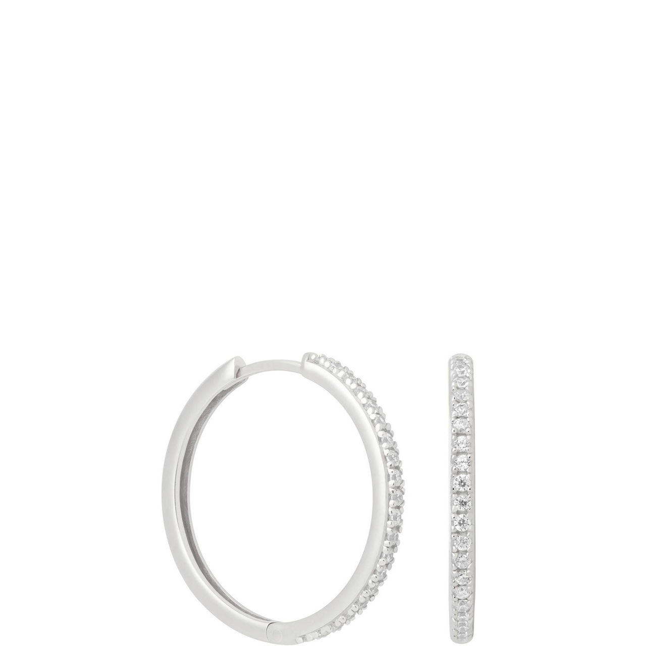 Crystal Hinge Rhodium-Plated Large Hoops