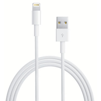 iStar USB C to Lightning Cable 1m in white, showing full length coiled cable with Lightning and USB-A connectors