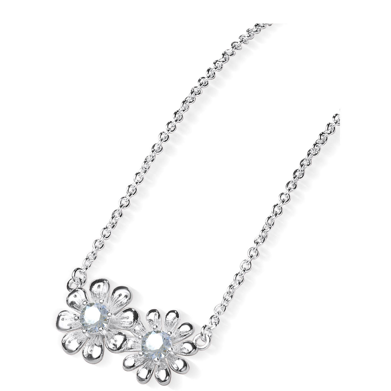 Double Flower Crystal Embellished Necklace