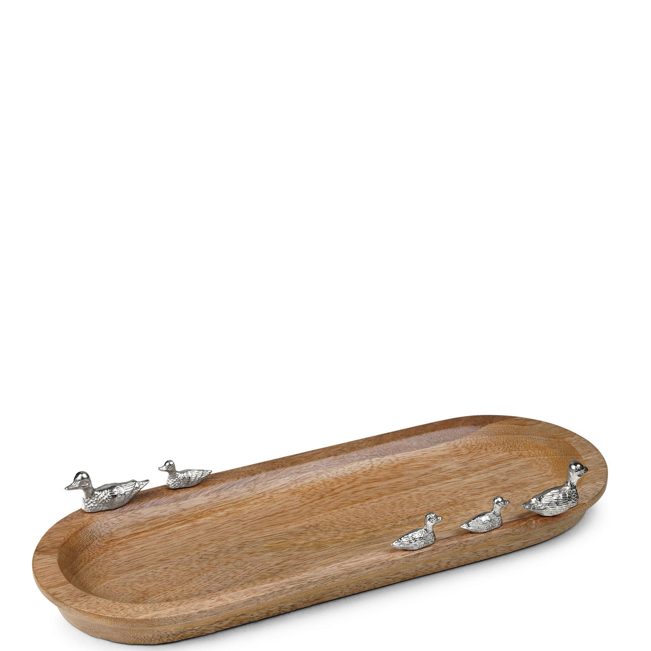 Oval Mango Wood Tray With Ducks Large