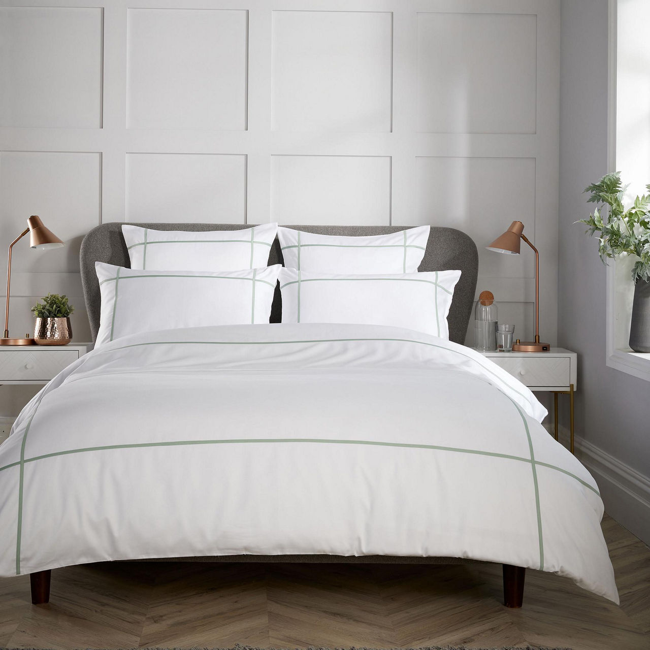 400 Thread Count Criss Cross Coordinated Bedding Sage-White