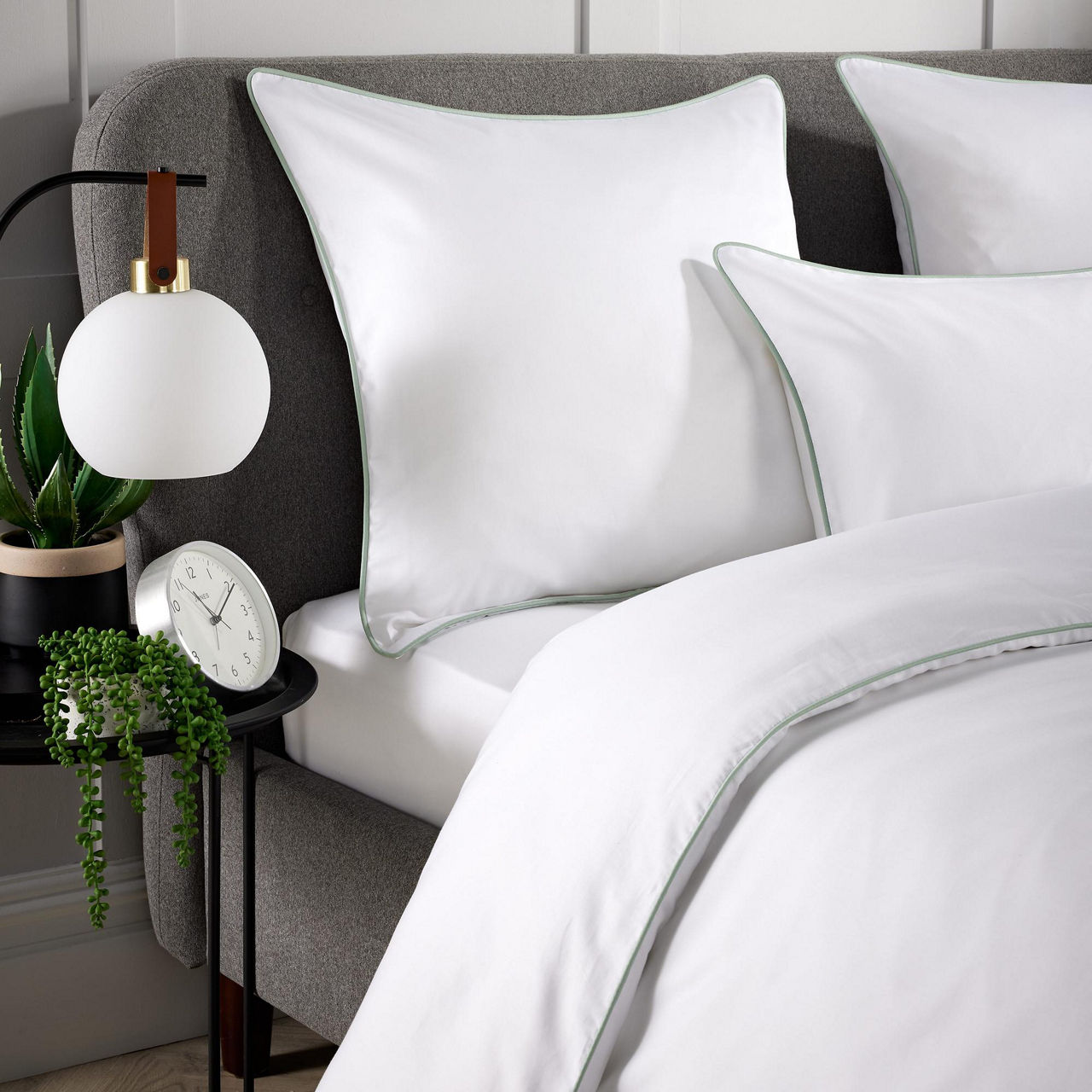 400 Thread Count Piped Square Pillowcase Sage 400 Thread Count Piped Square Pillowcase Sage