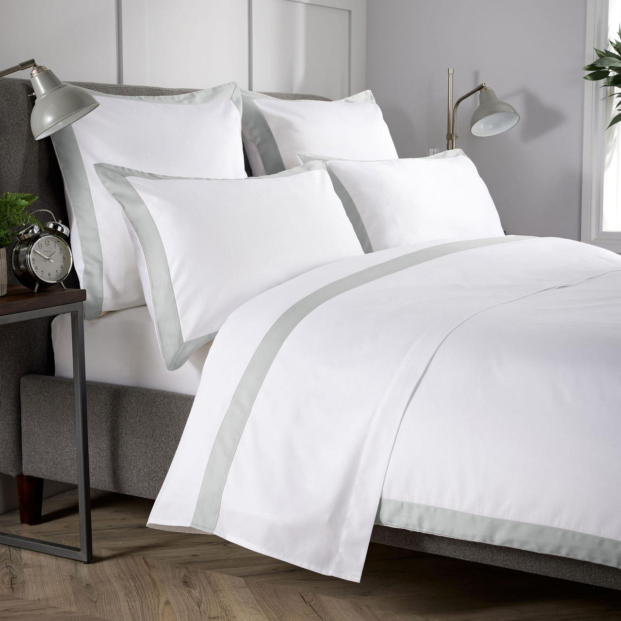 400 Thread Count Banded Flat Sheet Silver 400 Thread Count Banded Flat Sheet Silver