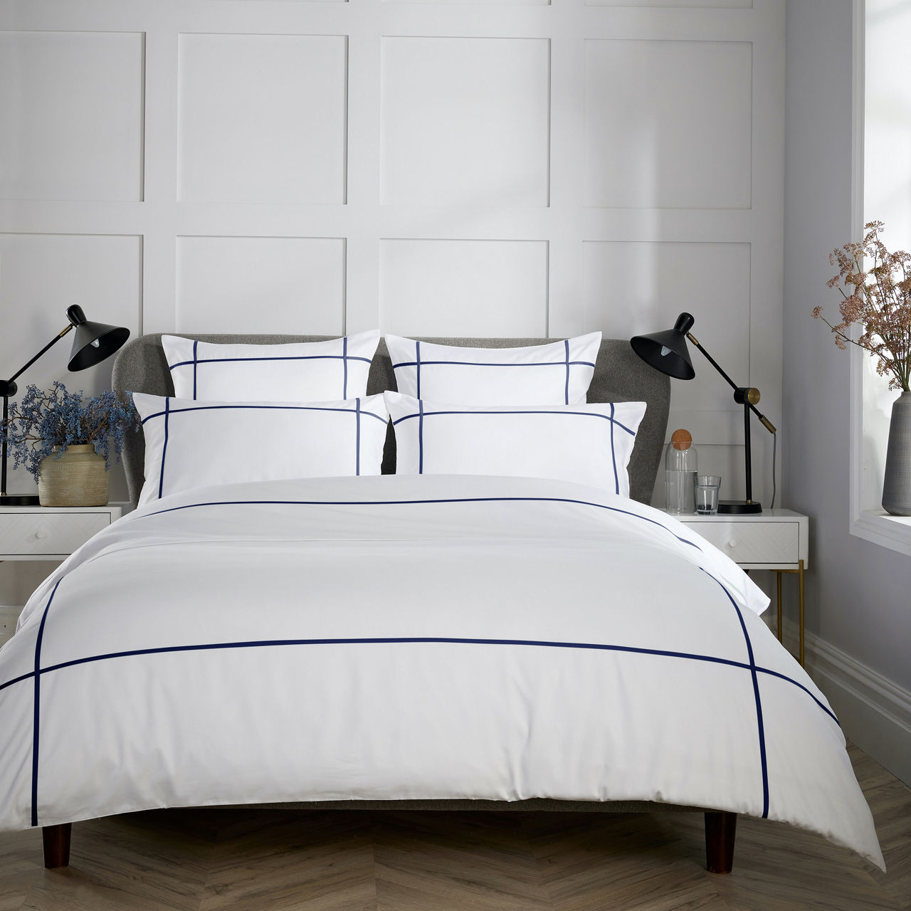 400 Thread Count Criss Cross Duvet Set Navy