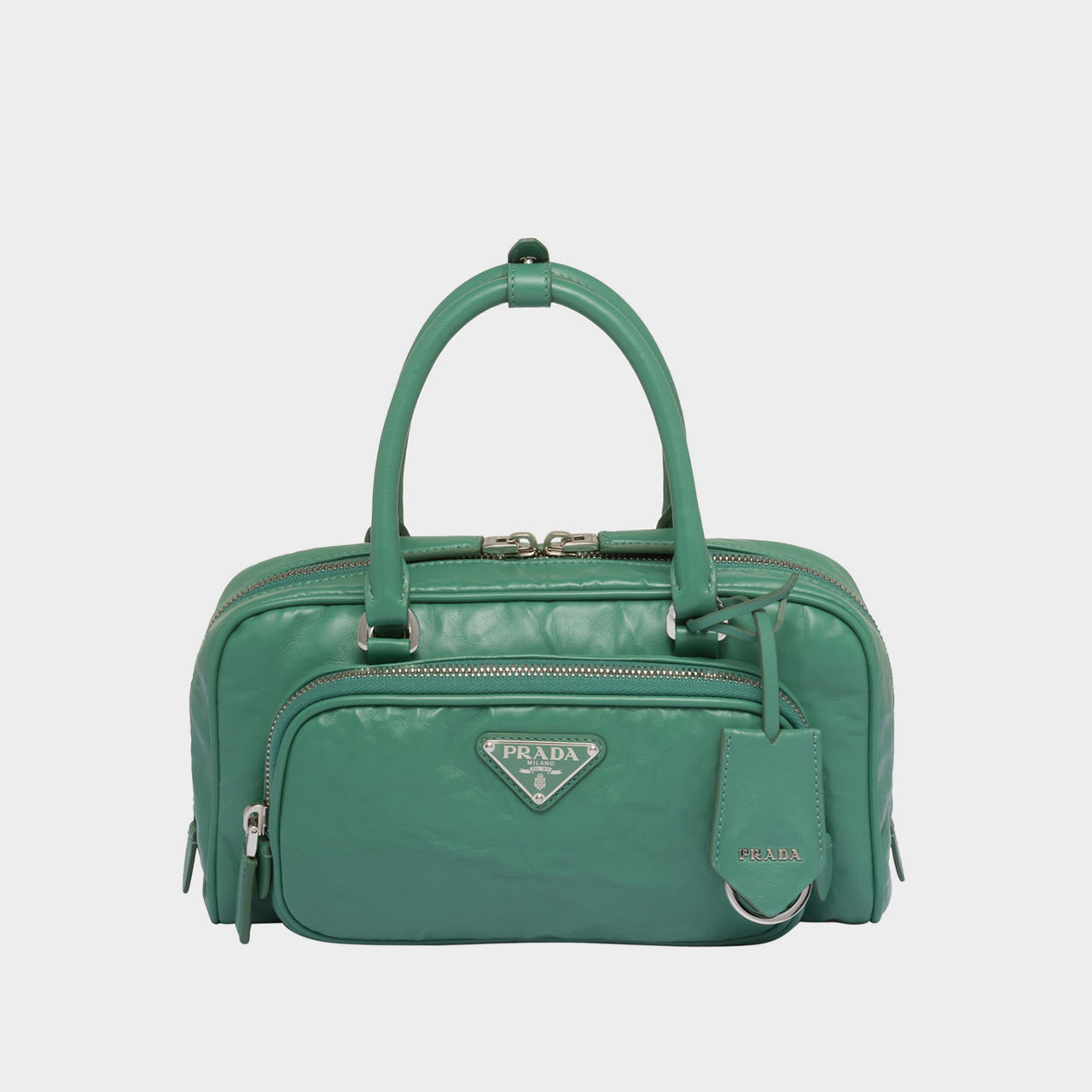 PRADA Antique Nappa Leather Multi-Pocket Top Handle Bag