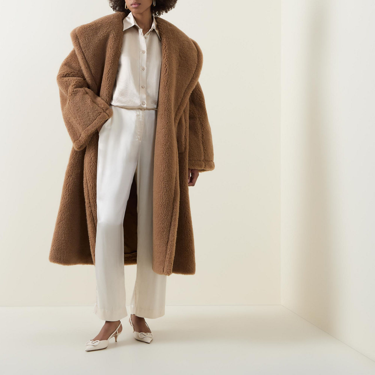 MAX MARA Apogeo Teddy Oversized Hooded Wool Blend Coat