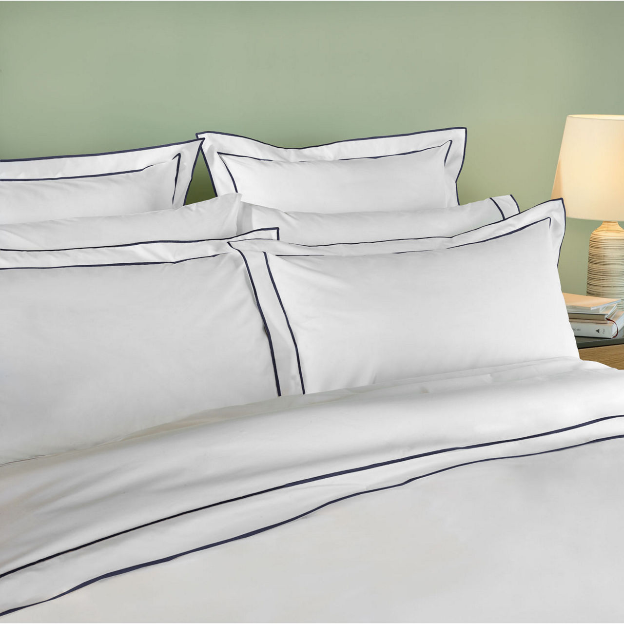 Rome Oxford Pillowcase White-Navy
