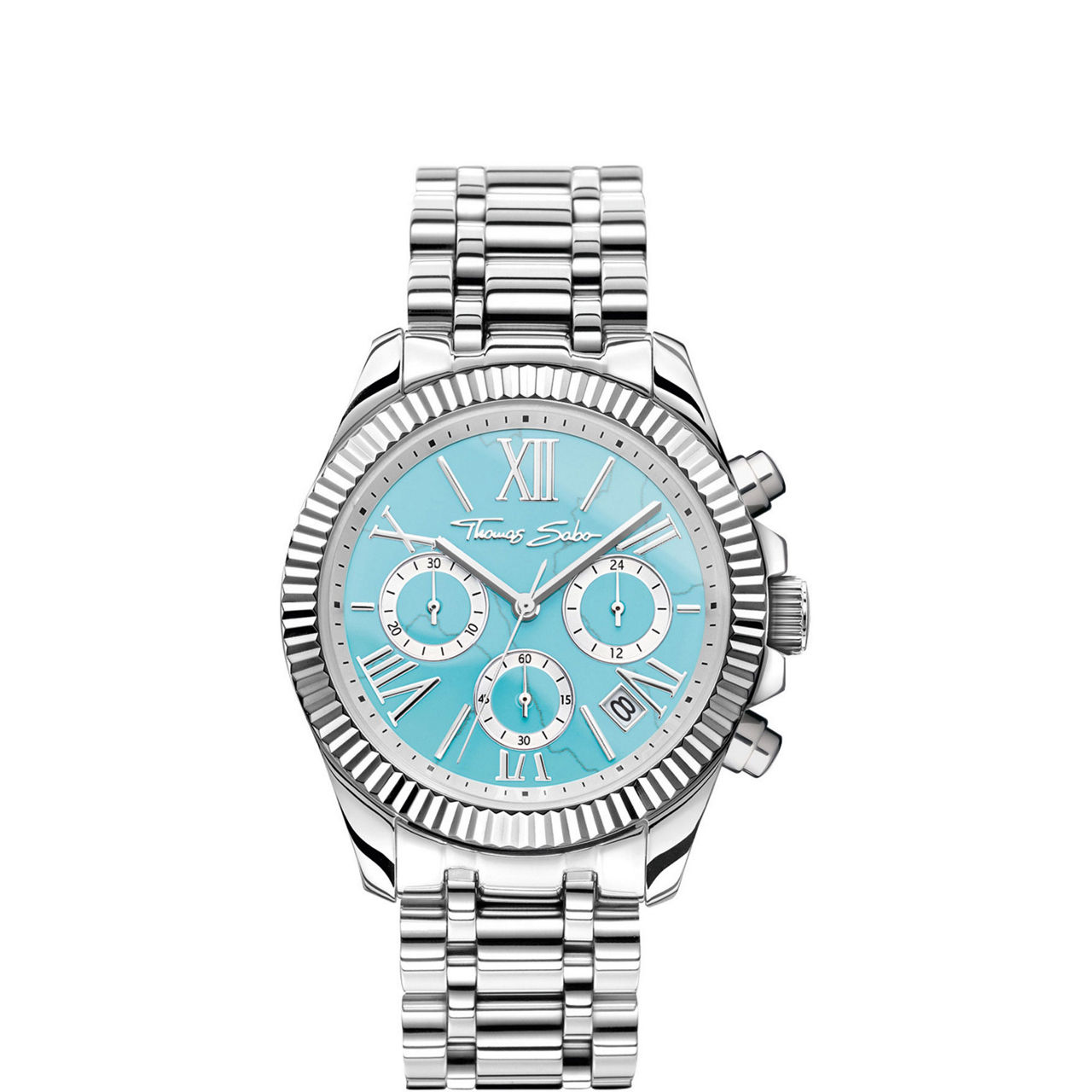 Divine Chrono Stainless Steel Turquoise Watch