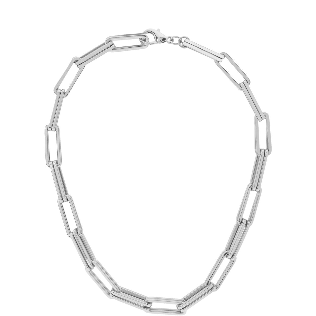 Silver-Tone Square Link Necklace