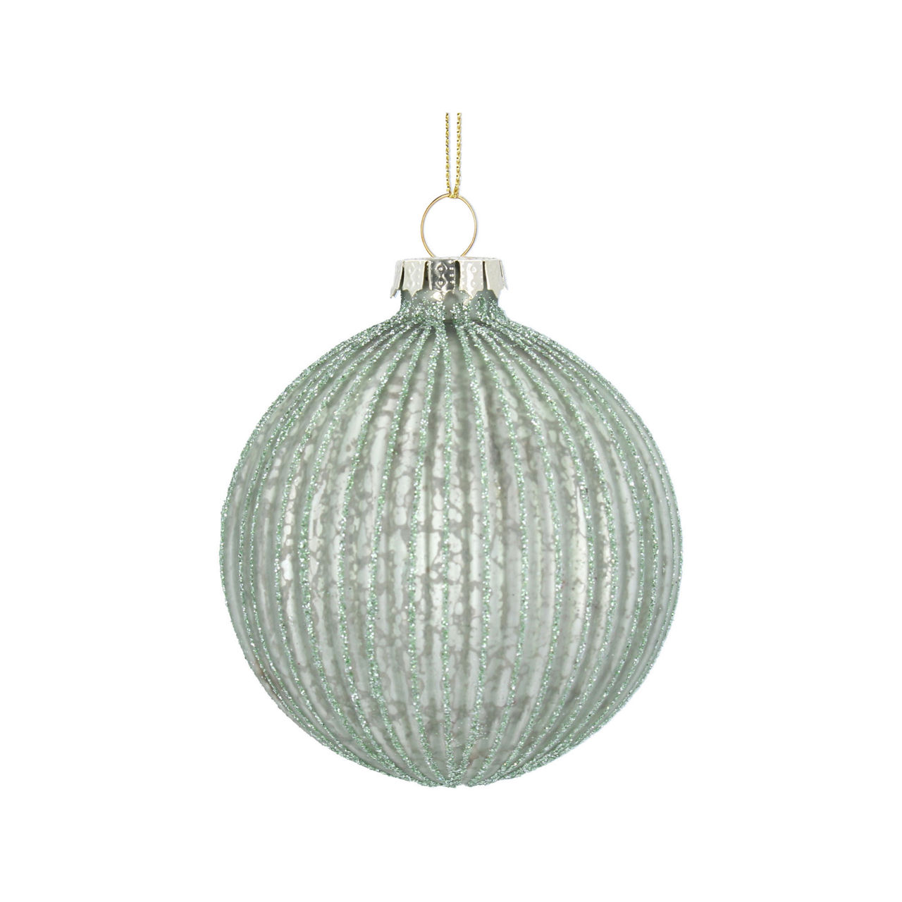 Pale Green Ribbed Glass Ball Pale Green Ribbed Glass Ball