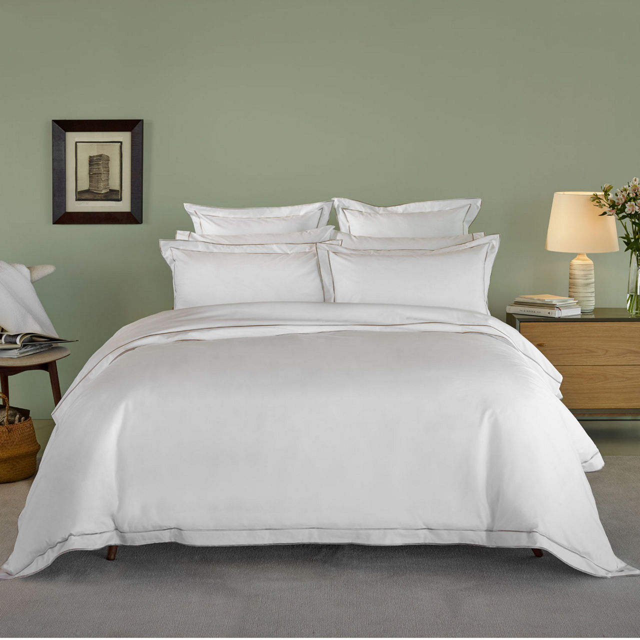 Rome Square Pillowcase White-Silver