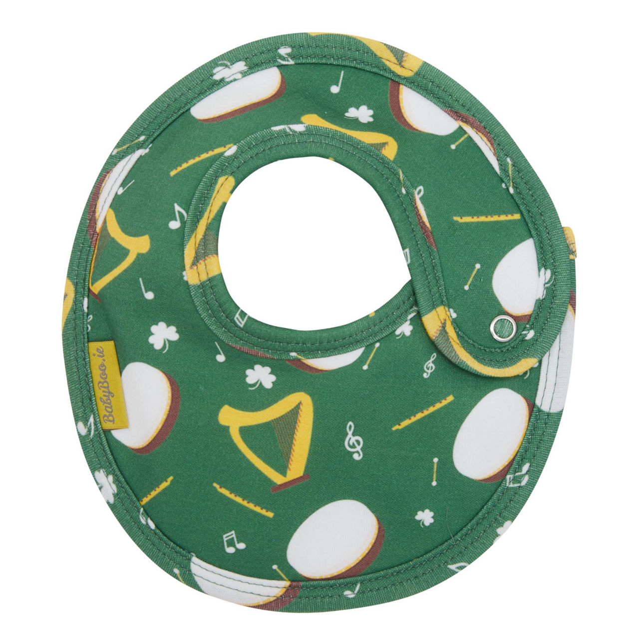 BABYBOO Trad Music Organic Cotton LittleBoo Baby Bib Green