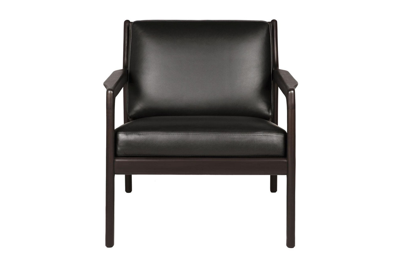 Jack Lounge Chair Mahogany Dark Brown with Black Leather
