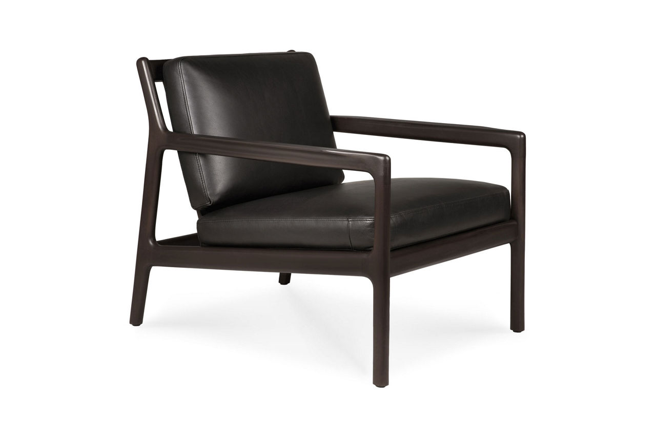 Jack Lounge Chair Mahogany Dark Brown with Black Leather