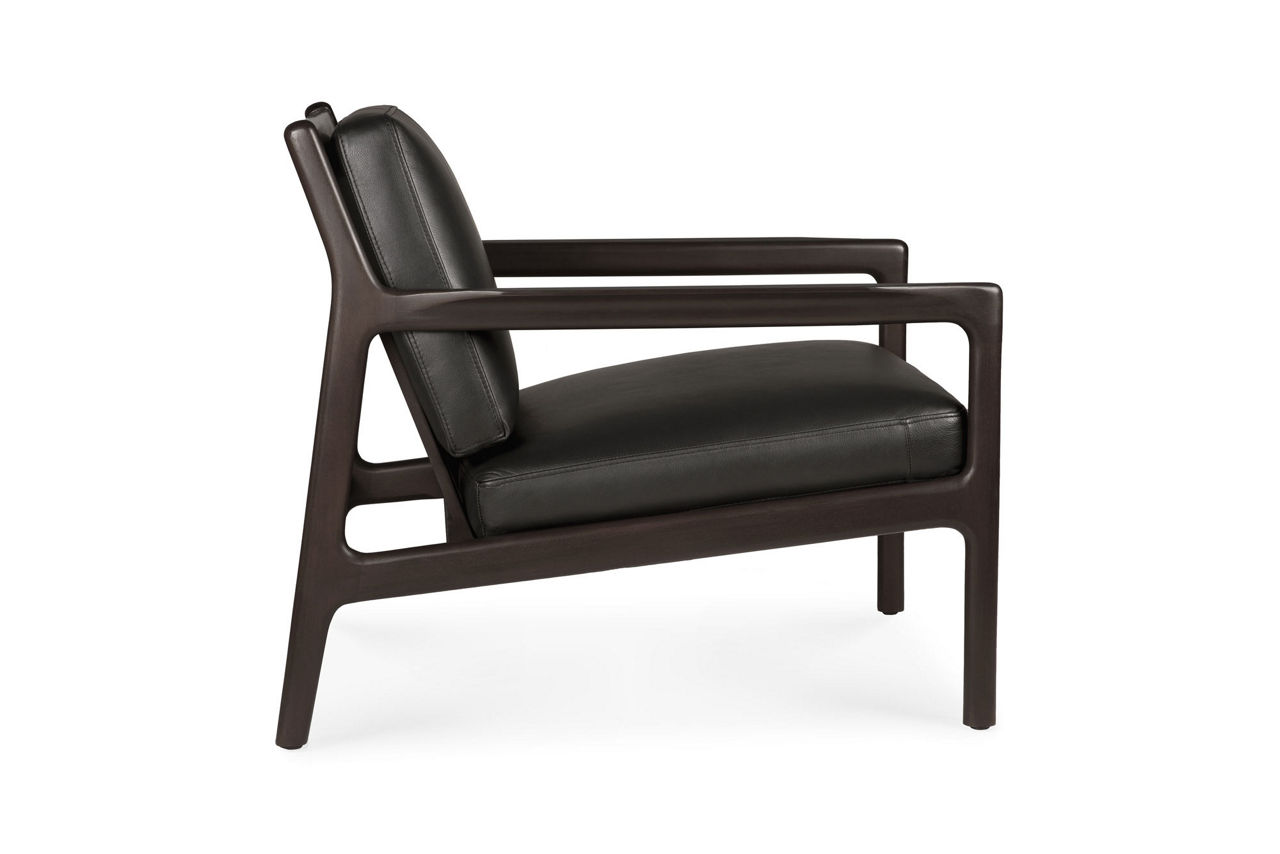 Jack Lounge Chair Mahogany Dark Brown with Black Leather