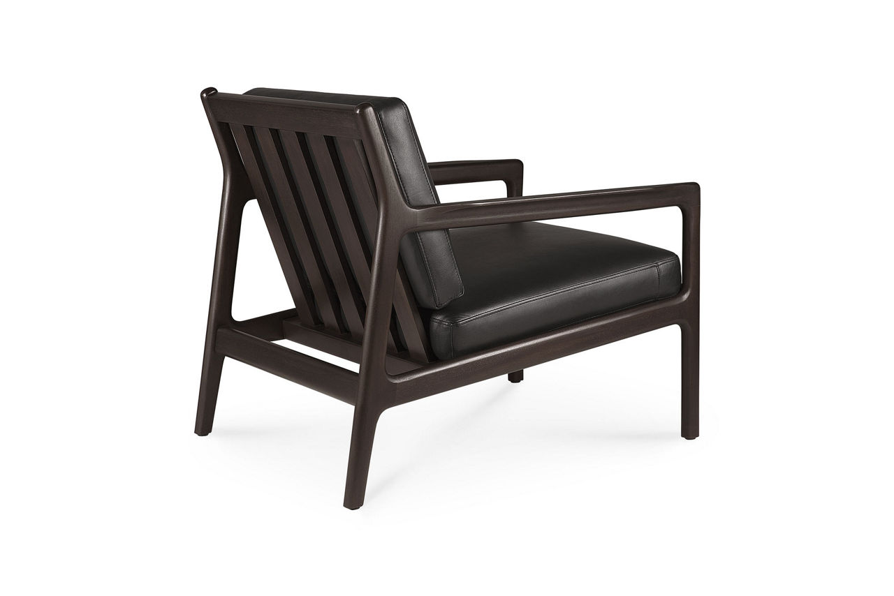 Jack Lounge Chair Mahogany Dark Brown with Black Leather