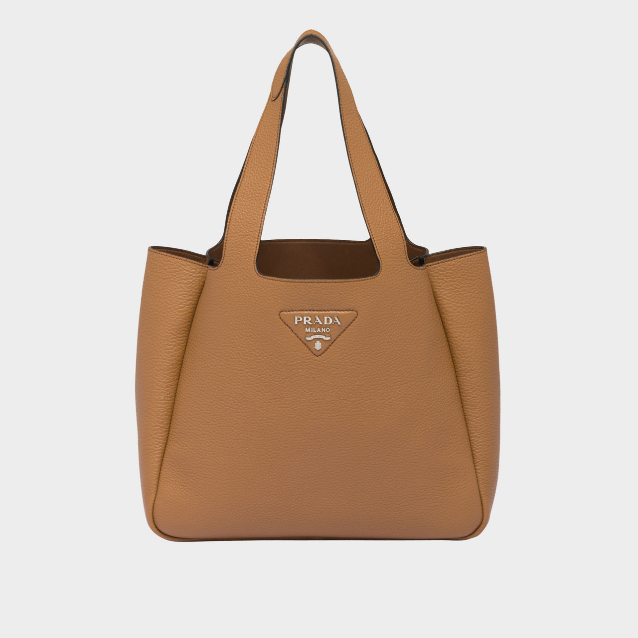 ハンドバッグ PRADA | Leather tote reverse stitching 25*21.5*14cm 1BG335 Clay Gray Small leather tote bag | PRADA
