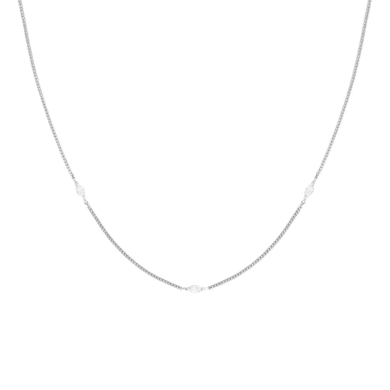 Navette Rhodium-Plated Necklace