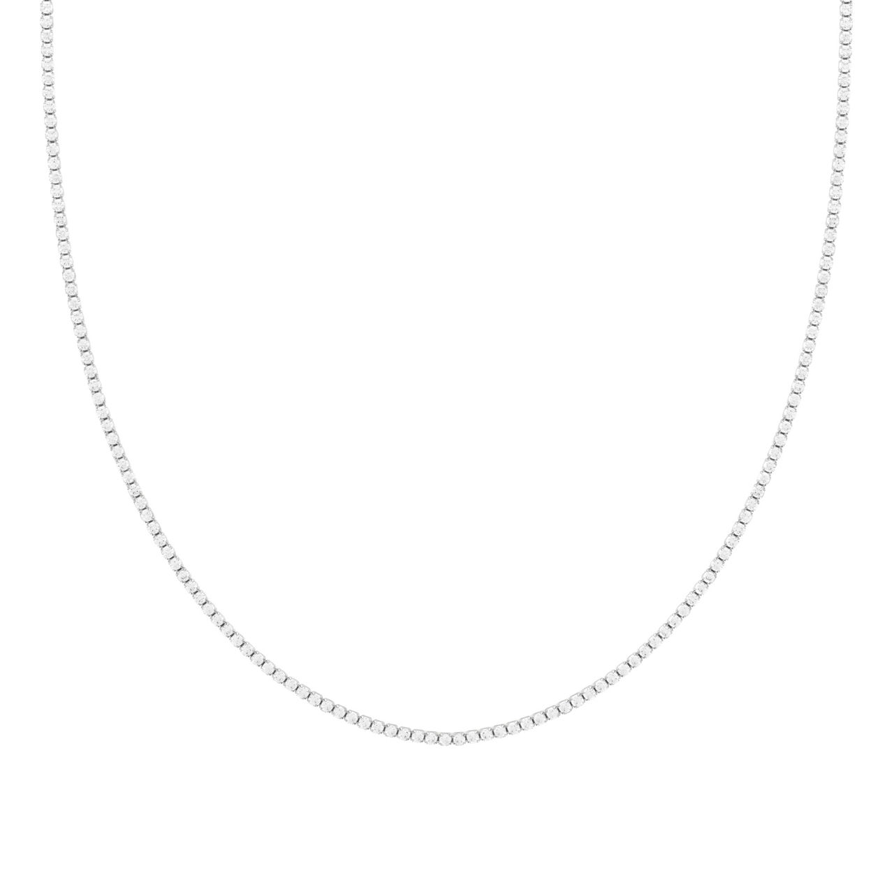 Tennis Rhodium-Plated Chain Necklace