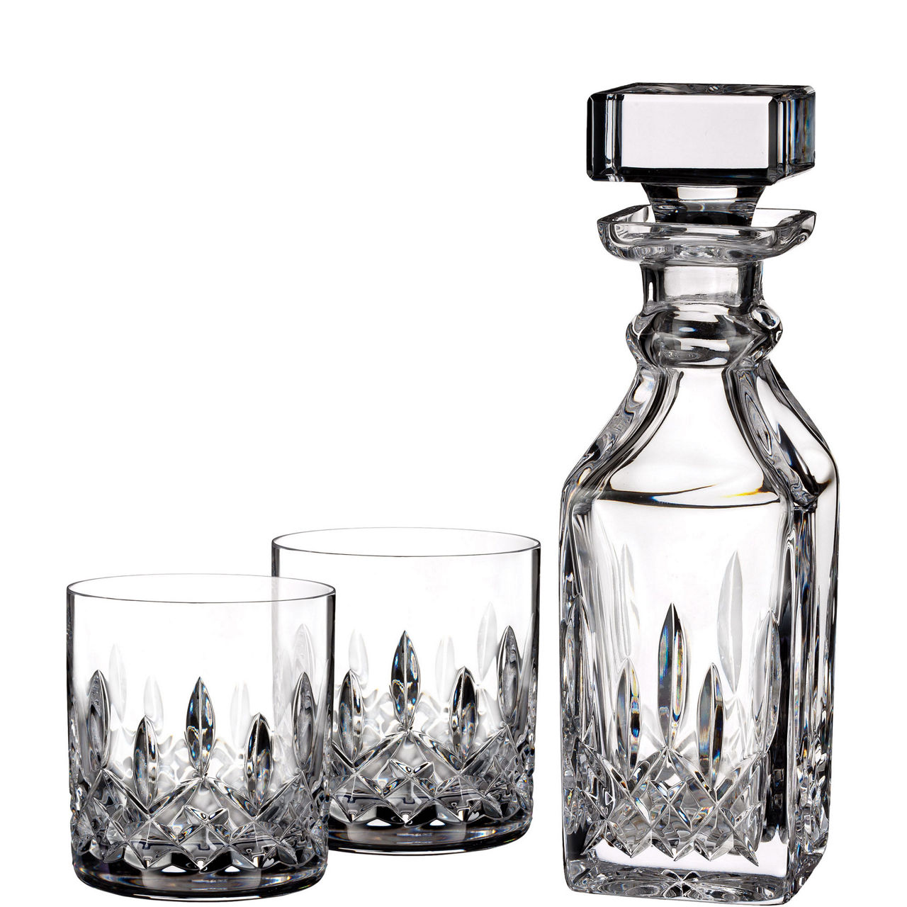 Connoisseur Lismore Mini Square Decanter & Pair of Tumblers 480ml 16floz