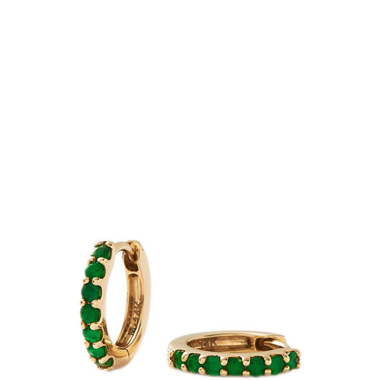 Solid Gold Fine Emerald Huggies