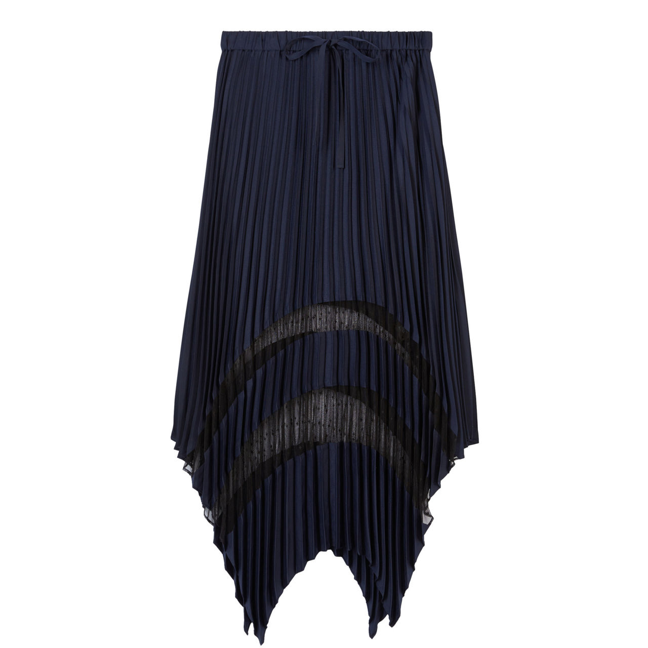 Lace Insert Pleated Skirt