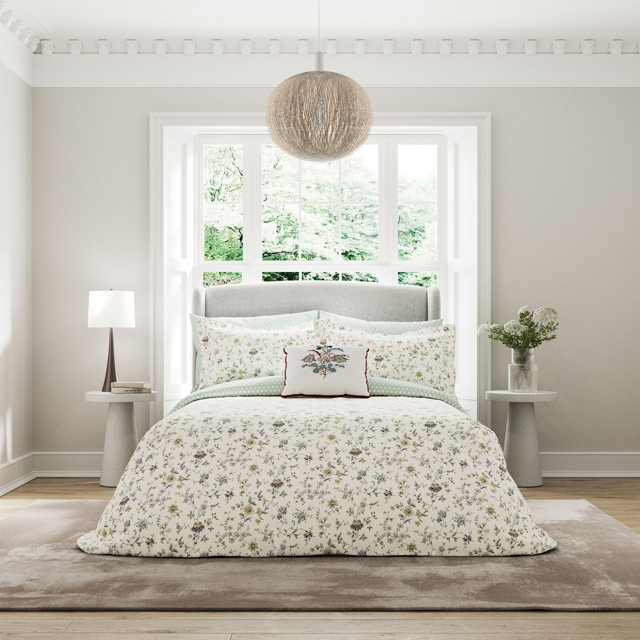 Flora Duvet Set Duck Egg