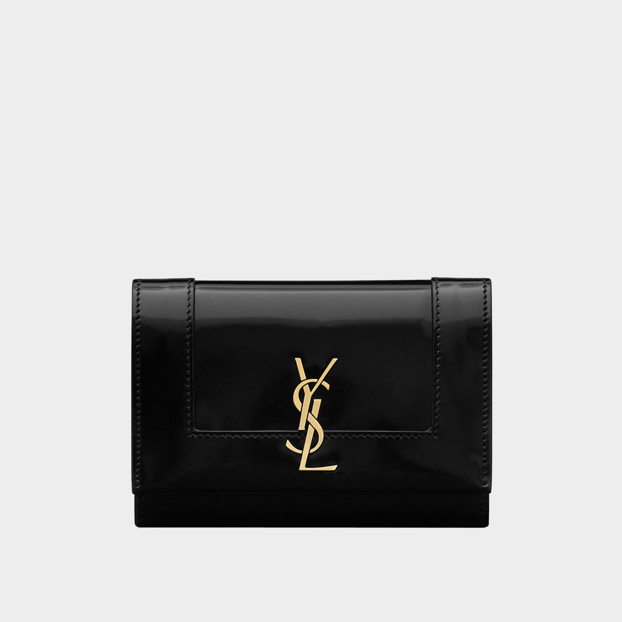 SAINT LAURENT Cassandre Small Shiny Leather Envelope Wallet