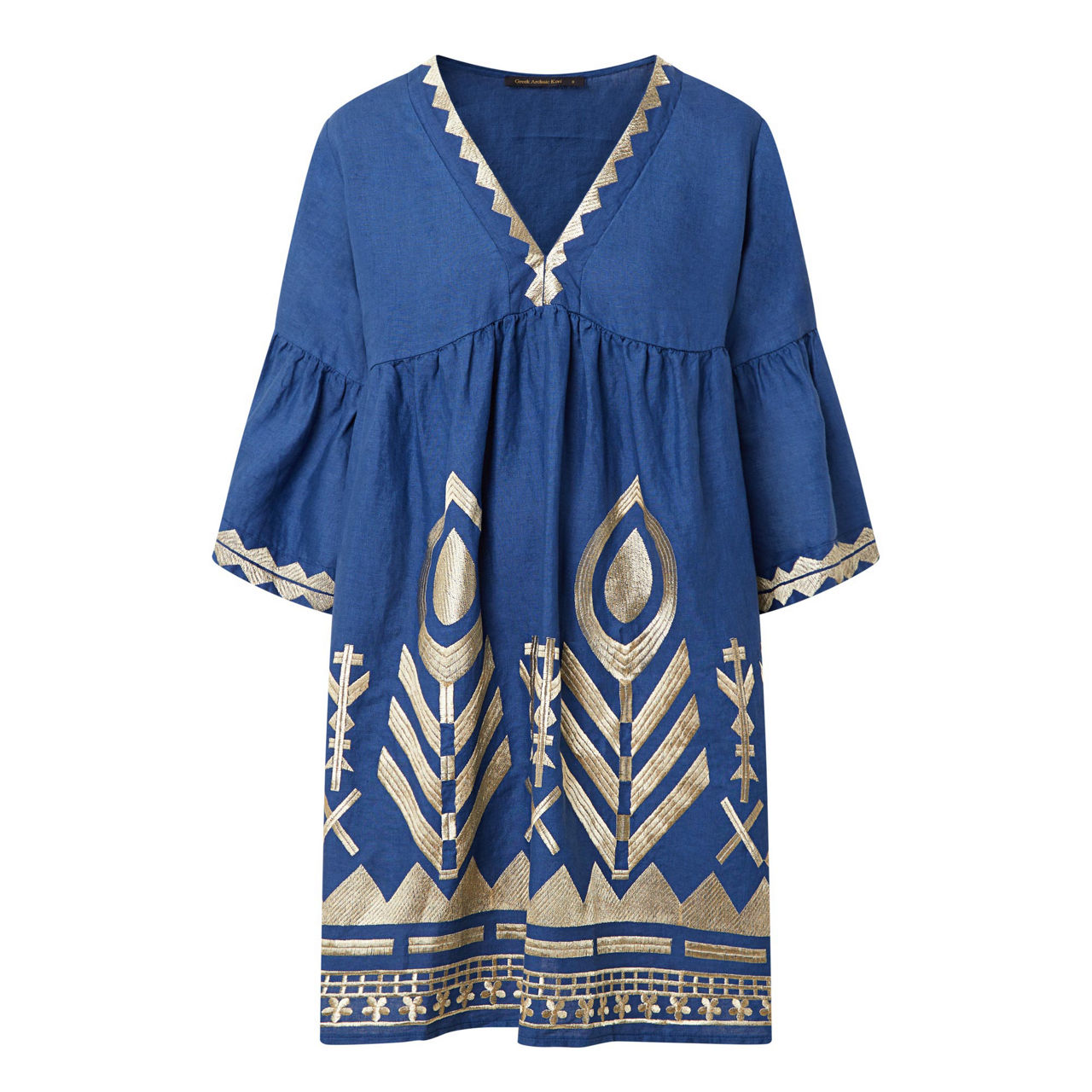 GREEK ARCHAIC KORI Feather Embroidered Mini Dress GREEK ARCHAIC KORI Feather Embroidered Mini Dress