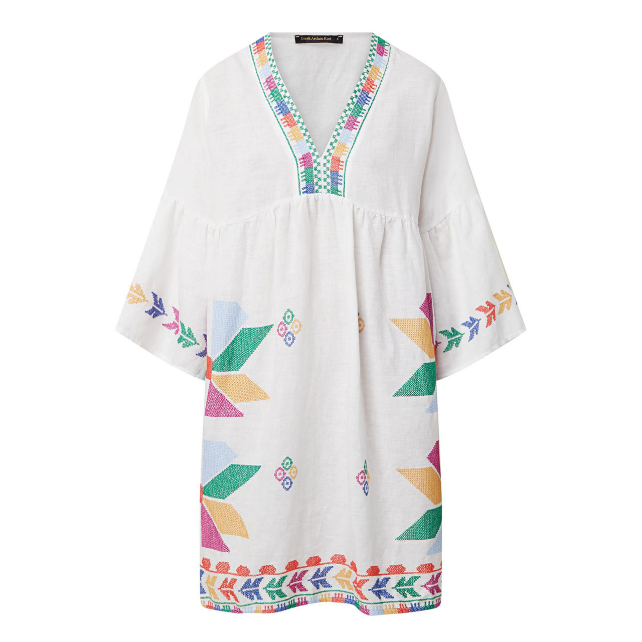 green emerald velvet dress Greek Archaic Kori | Strappy Embroidered Maxi Dress 