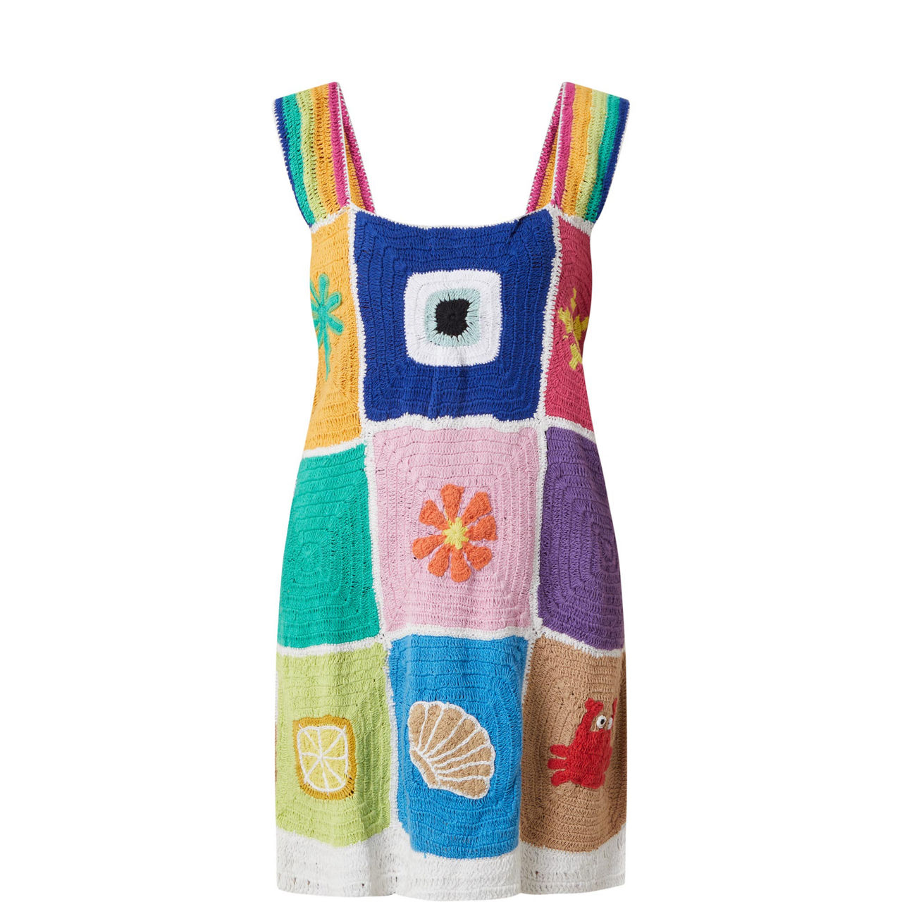 Crochet Patchwork Mini Dress