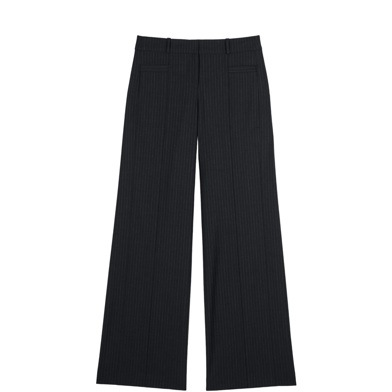 Pistachio Wide-Leg Pinstripe Trousers
