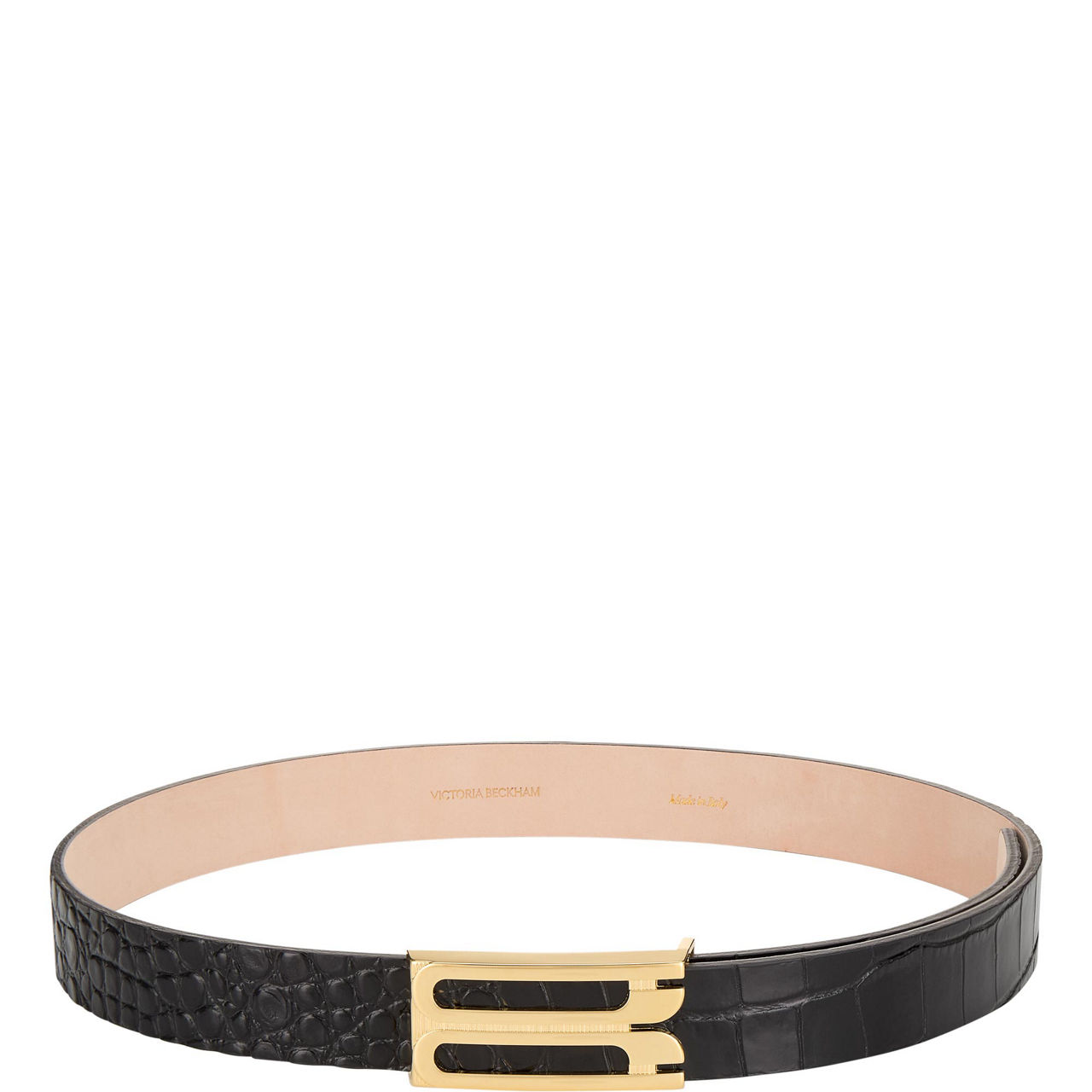 Croc-Embossed Logo Belt