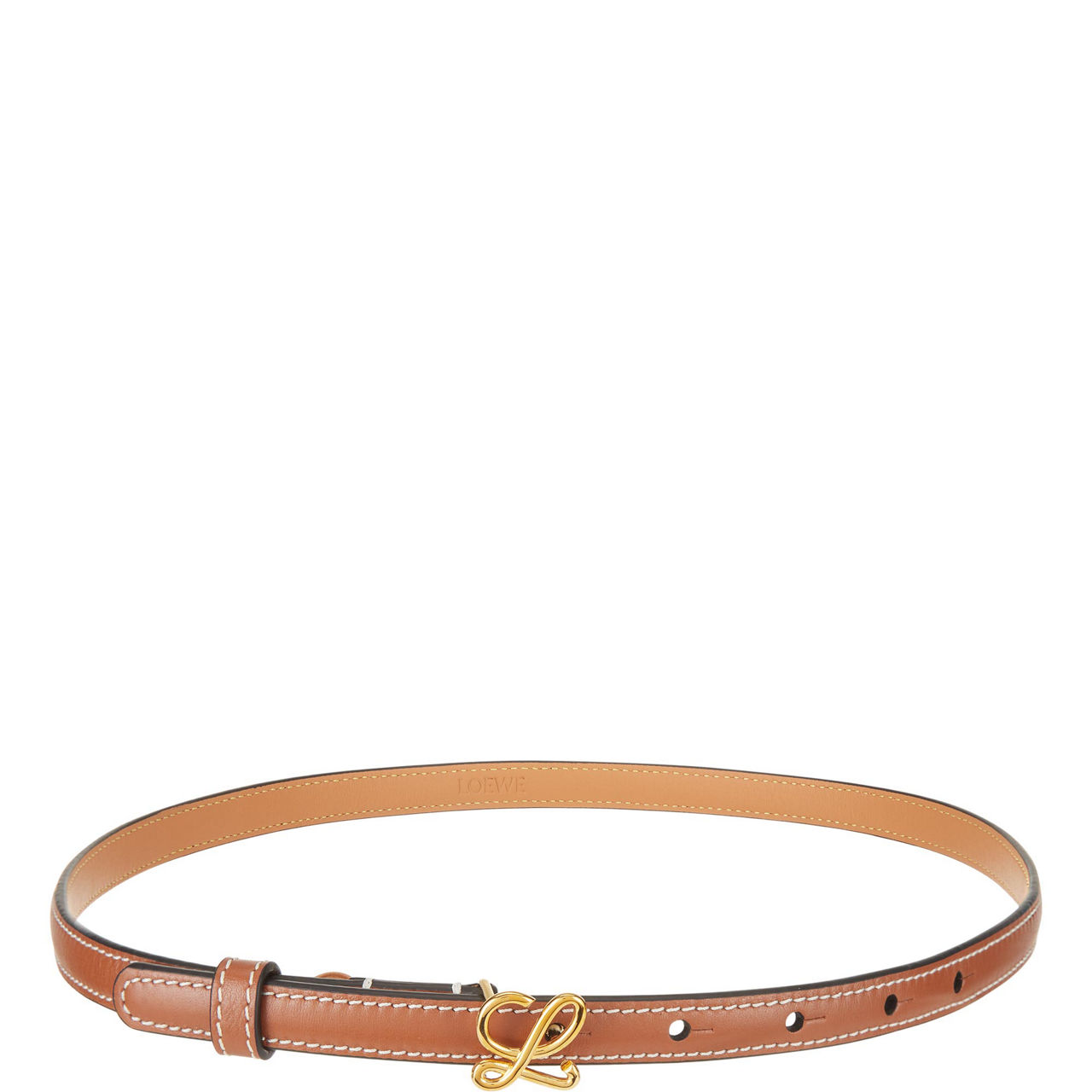 Contrast Stitch Logo Leather Belt