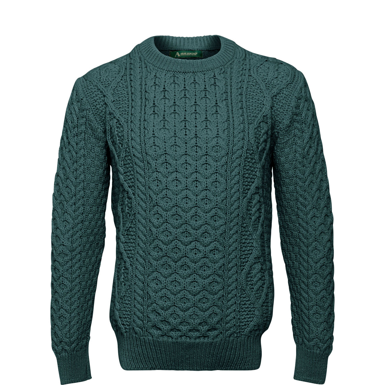 Knitwear Fearnóg Aran Crew Neck Sweater Evergreen