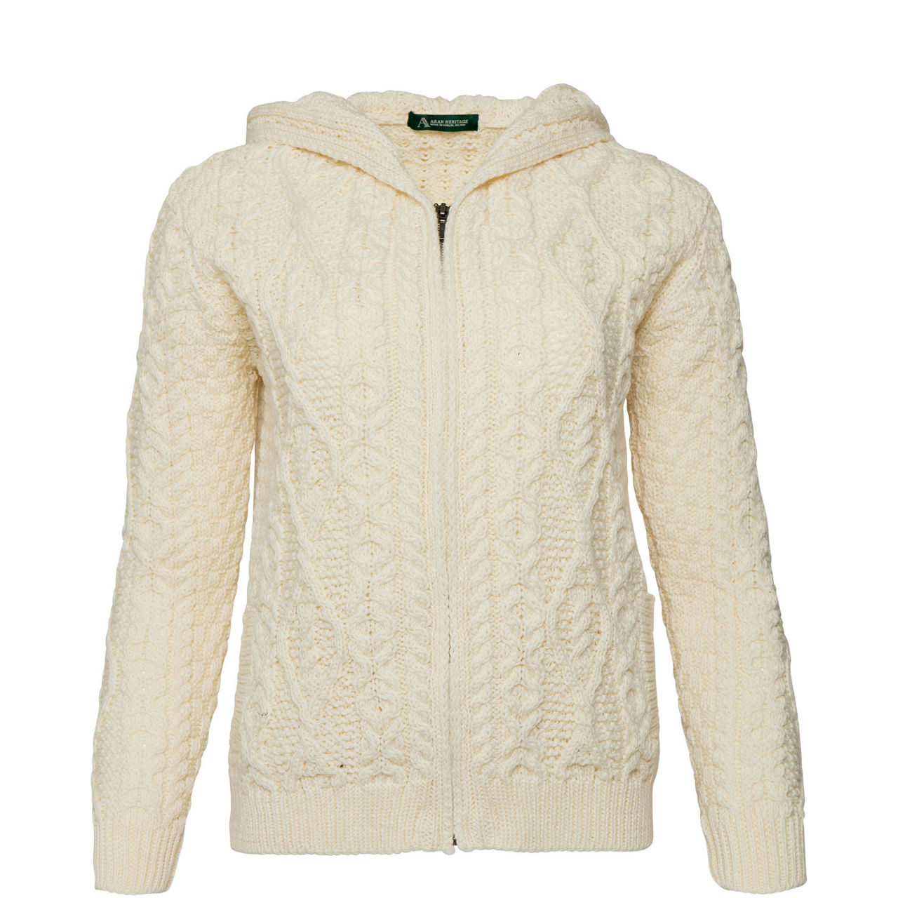 Knitwear Ash Aran Zipped Hooded Jacket Natural