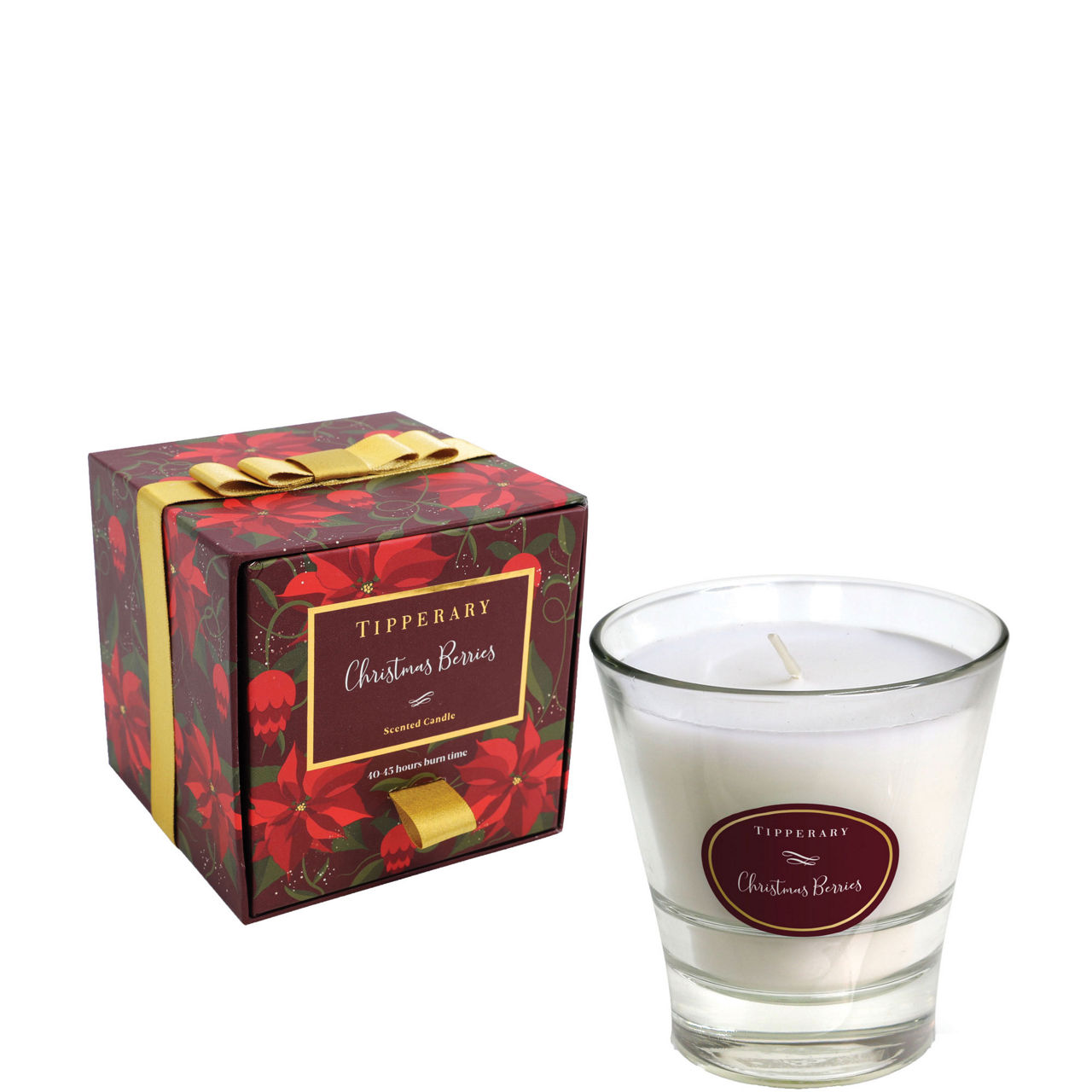 Poinsettia Christmas Berries Candle