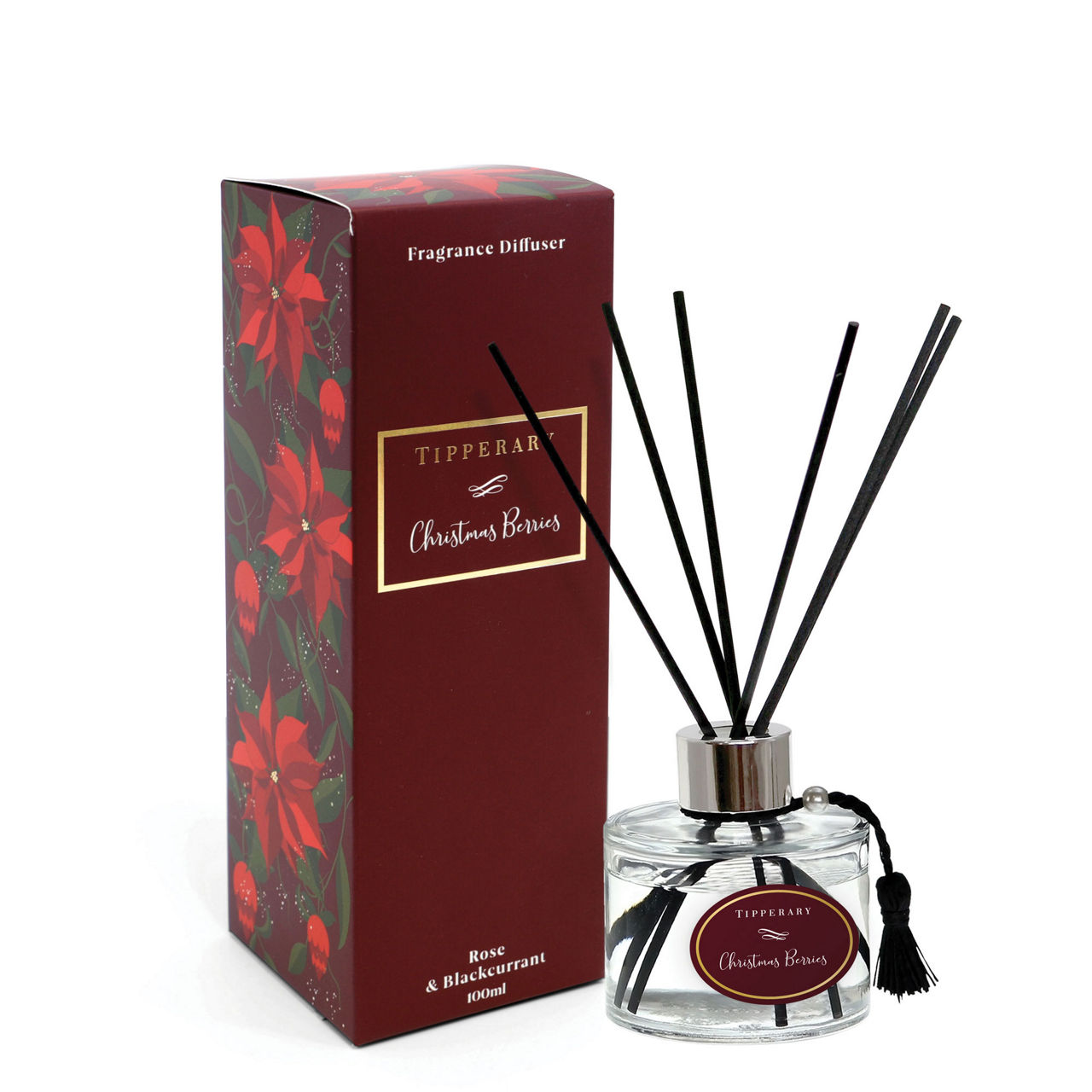 Poinsettia Christmas Berries Fragranced Diffuser Set