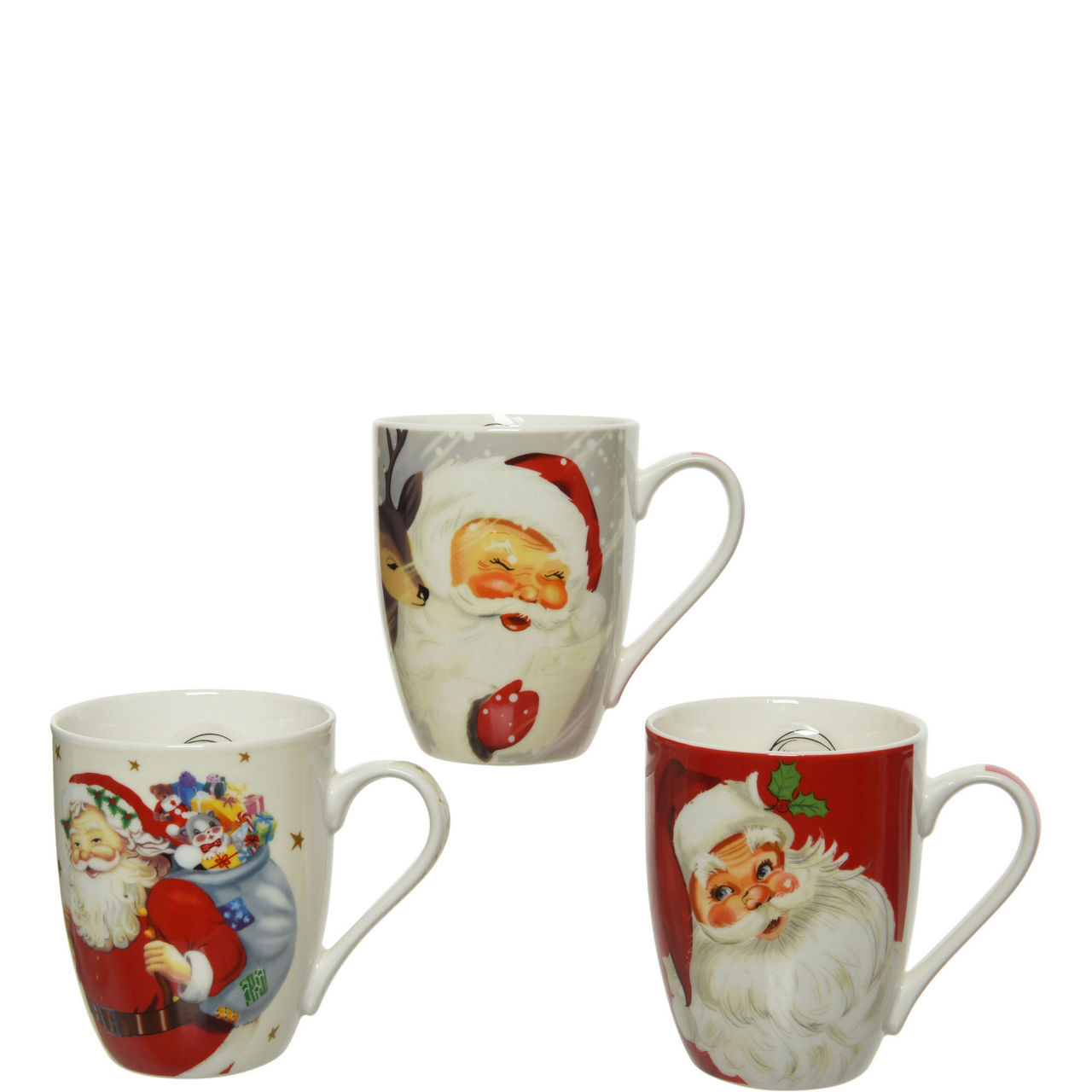 Santa Mugs Set of Three