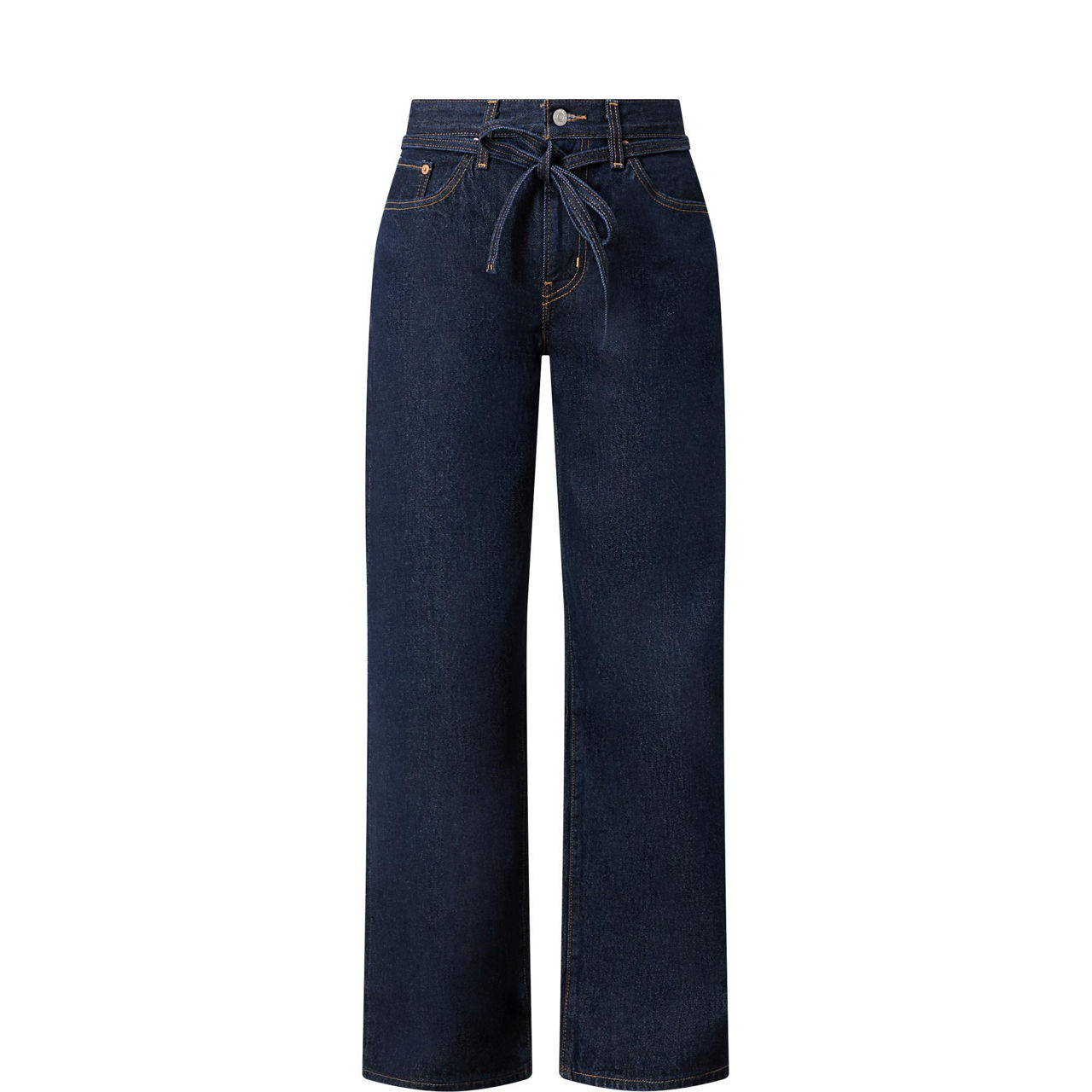 Tie-Fastening Wide Leg Jeans