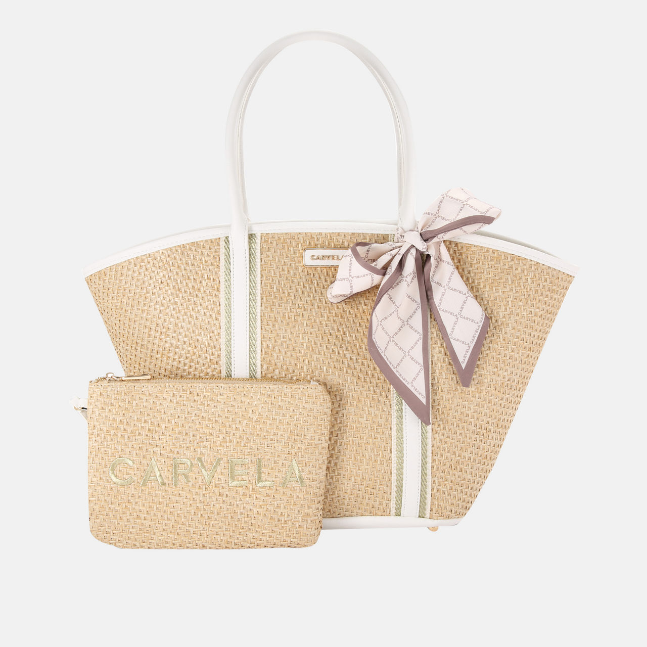 Straw Scarf Basket Tote Bag