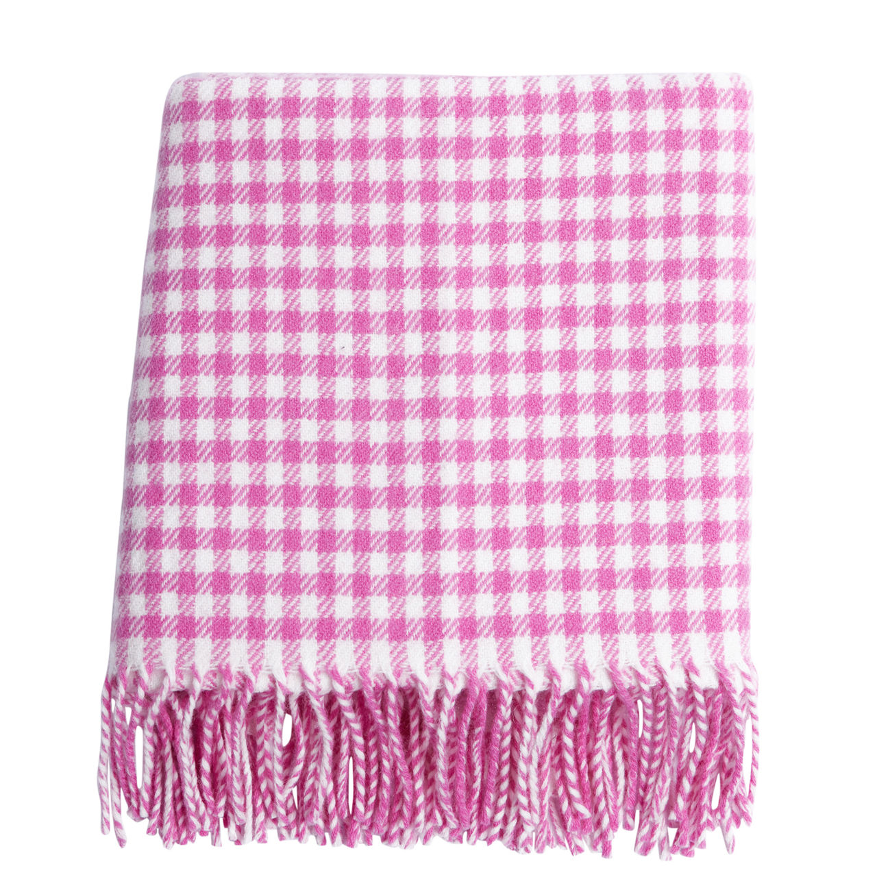 Pink Gingham Lambswool Baby Blanket