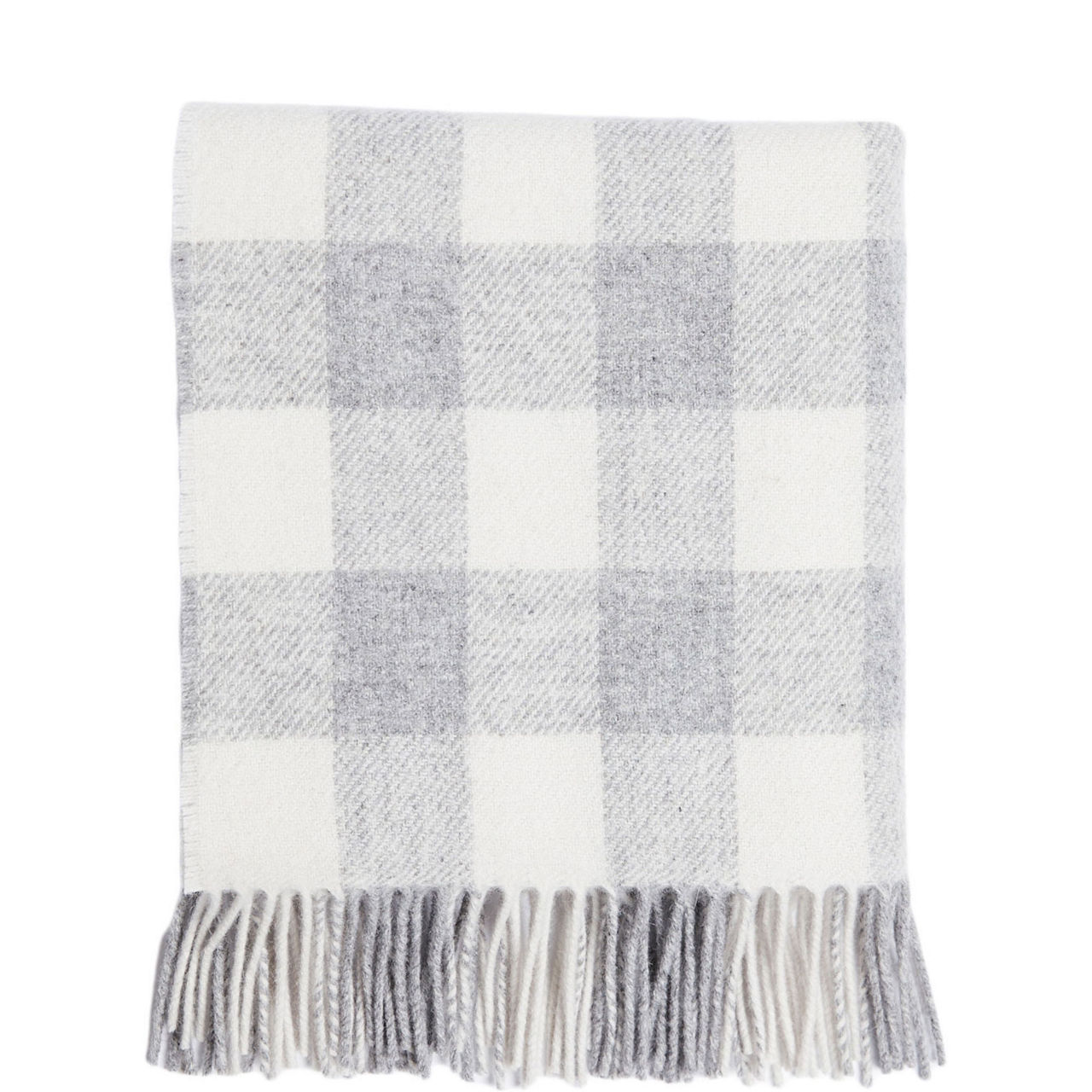 Pearl Grey Check Lambswool Baby Blanket