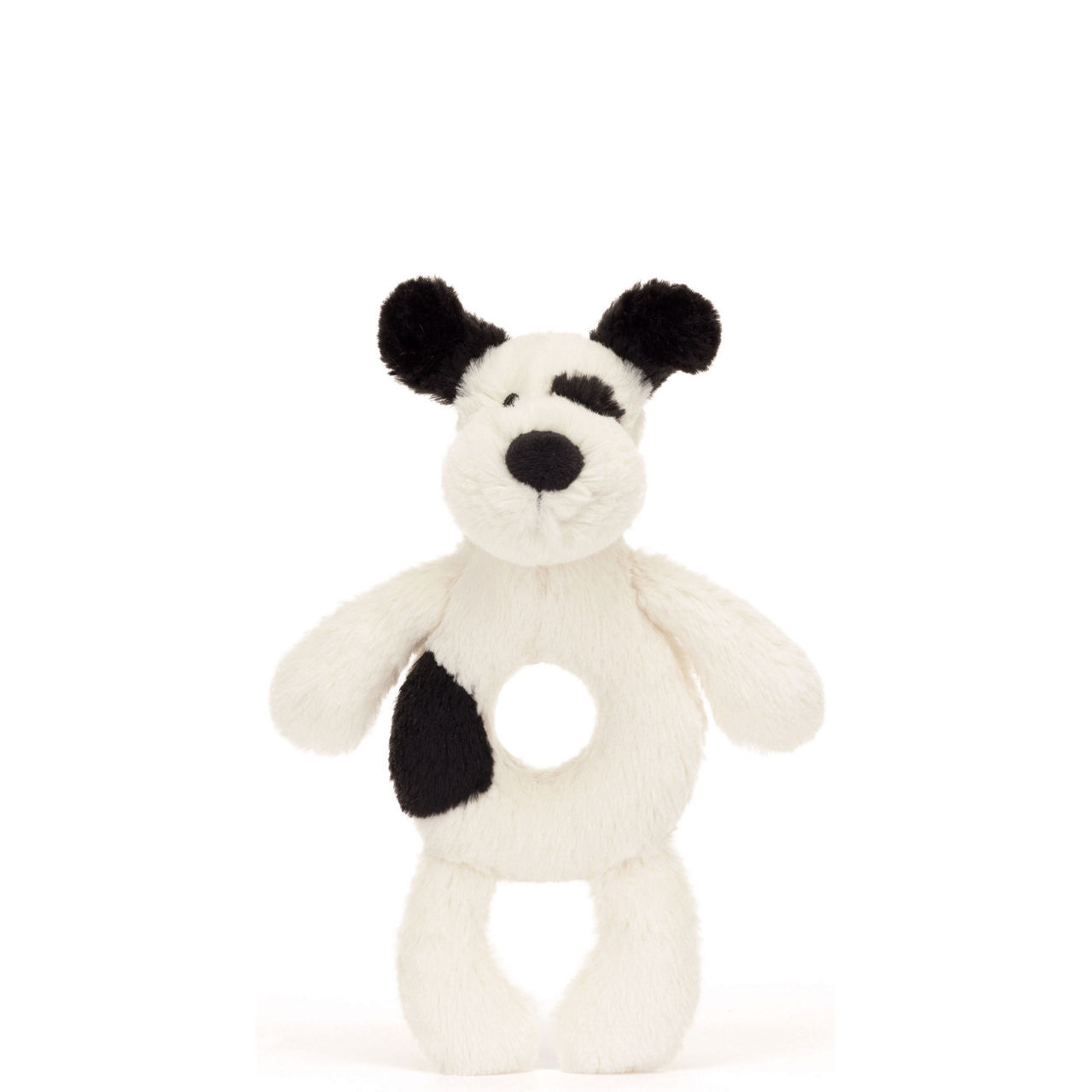 Bashful Black & Cream Puppy Ring Rattle 18cm