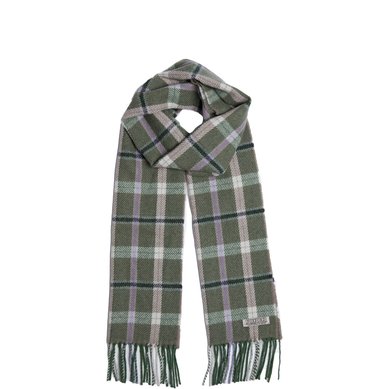 Green and Mink Lambswool Scarf