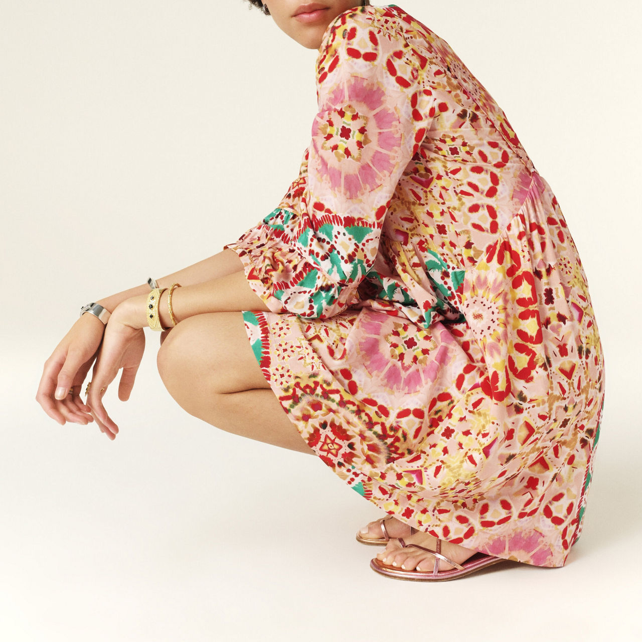 knee length dresses for ladies The Lorenza Dress in Light Pink Windsor Brocade 2 / Light Pink Windsor Brocade main image 1