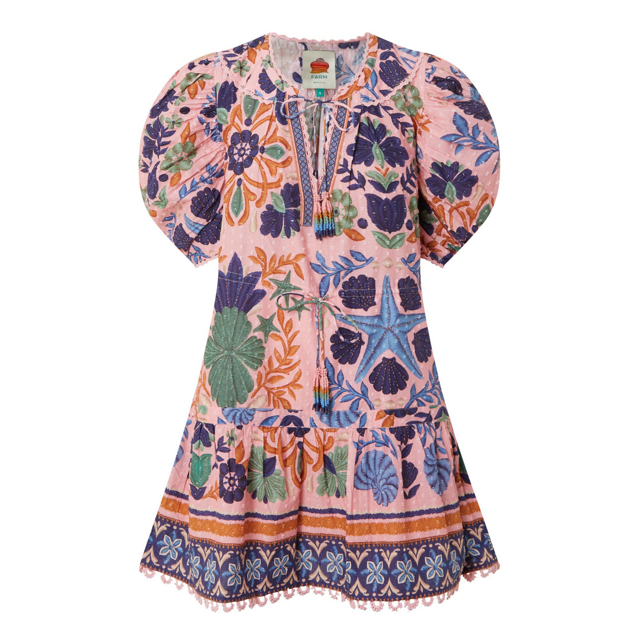 FARM RIO Seashell Tapestry Mini Dress