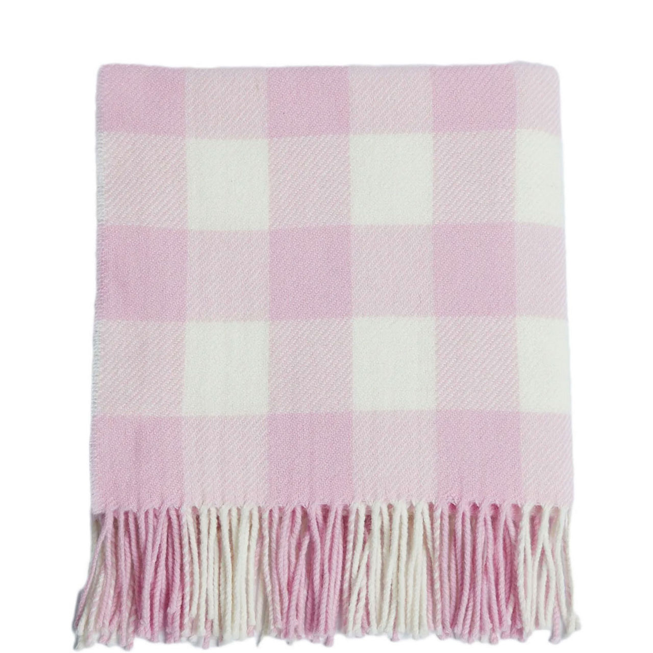 Pink Check Lambswool Baby Blanket